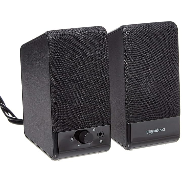 Amazon Basics altoparlanti per computer desktop o PC portatile, alimentazione tramite USB, Nero