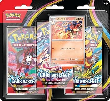 Pokémon: confezione da tre buste dell’espansione Megaevoluzione - Caos Nascente del GCC Pokémon (una carta promozionale olografica e tre buste di espansione), Edizione in Italiano