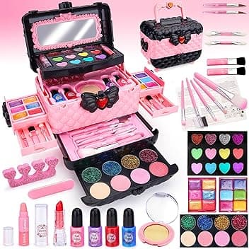 Chennyfun Set di Trucco per Bambini per Bambine, 53 Pezzi Lavabile set di Trucchi per Bambini, Sicuro e Atossico Giocattolo di Ruolo per Regali di Compleanno di Natale per Ragazze dai 3 Anni