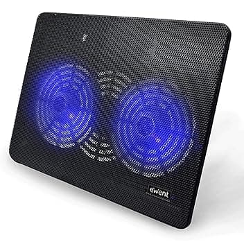 Ewent EW1256 - Pad di raffreddamento a 2 ventole, per Notebook fino a 17", Nero, 34 x 25 x 2 cm
