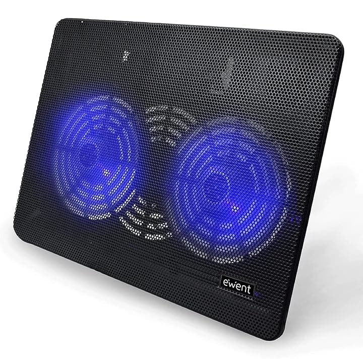 Ewent EW1256 - Pad di raffreddamento a 2 ventole, per Notebook fino a 17", Nero, 34 x 25 x 2 cm