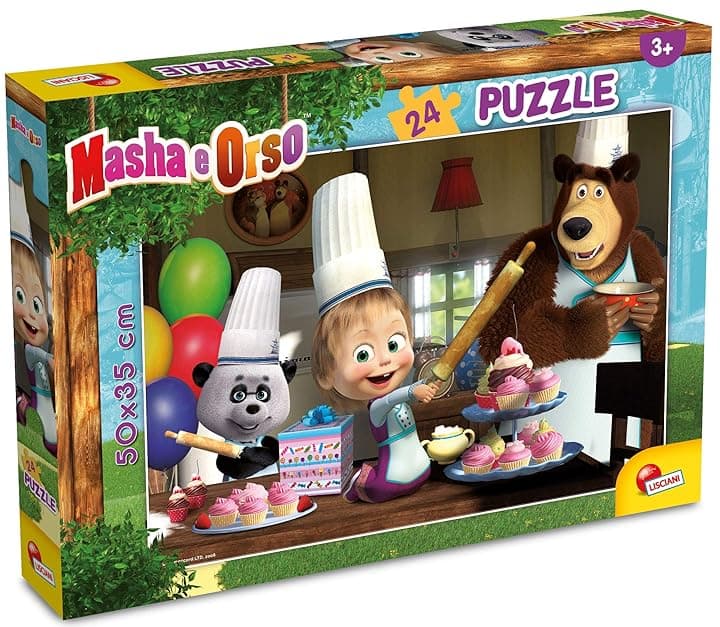 Liscianigiochi - Masha Puzzle Plus 24, Tutti Insieme Impariamo! Puzzle Per Bambini, 86078, 35 x 24.5 x 3.5 cm; 250 grammi