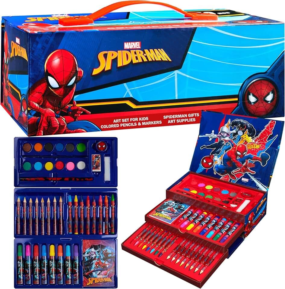 Marvel Valigetta Colori per Bambini Spiderman con Pennarelli e Matite Colorate (Multicolore Spiderman)