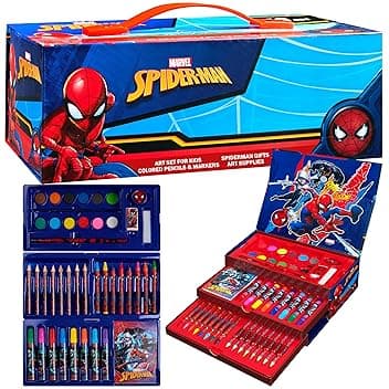 Marvel Valigetta Colori per Bambini Spiderman con Pennarelli e Matite Colorate (Multicolore Spiderman)