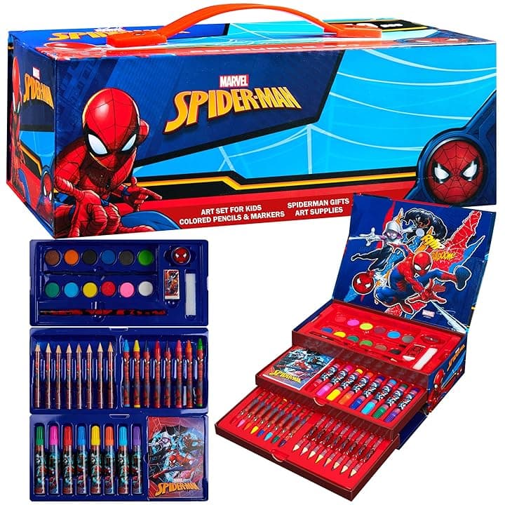 Marvel Valigetta Colori per Bambini Spiderman con Pennarelli e Matite Colorate (Multicolore Spiderman)