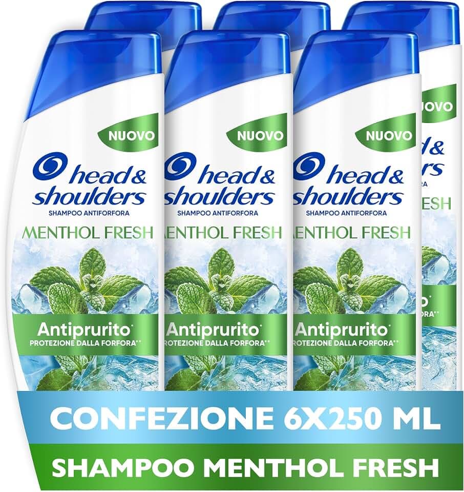 Head & Shoulders Shampoo Antiprurito Menthol Fresh 6X250ml Uso Quotidiano